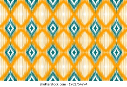 Tribal ikat Indian seamless pattern design. Aztec fabric carpet mandala ornament native boho chevron textile decoration wallpaper. Geometric African American style vector illustrations background.