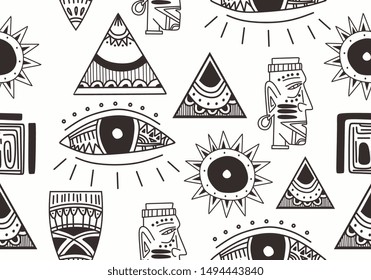 Tribal Ikat Navajo vector seamless pattern. aztec fancy abstract geometric art print. ethnic hipster backdrop for wallpaper, cloth design, fabric, paper, cover, textile, weave, wrapping.