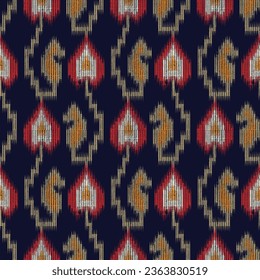 tribal and ikat seamless pattern on navy background