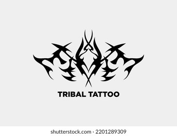 TRIBAL ILLUSTRATION OF SHARP MONSTER HORN TATTOO