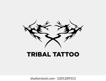 TRIBAL ILLUSTRATION OF SHARP MONSTER HORN TATTOO