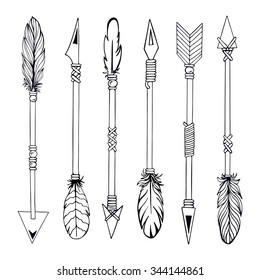 Tribal Indian Arrow Set Ethnic Hand Stock Vector (Royalty Free ...