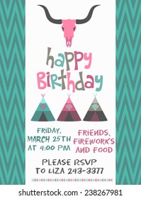 Tribal indian birthday card