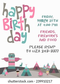 Tribal indian birthday card