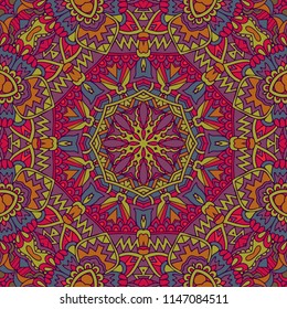 Tribal indian ethnic seamless design. Festive colorful mandala pattern