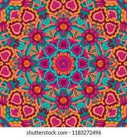 Tribal indian ethnic seamless design. Festive colorful mandala pattern. . Geometric mandala