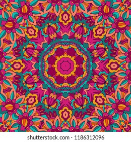 Tribal indian ethnic seamless design. Festive colorful mandala pattern. . Geometric mandala