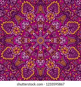 Tribal indian ethnic seamless design. Festive colorful mandala pattern. . Geometric mandala frame border