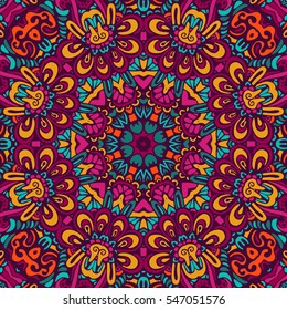 Tribal indian ethnic seamless design. Festive colorful mandala pattern