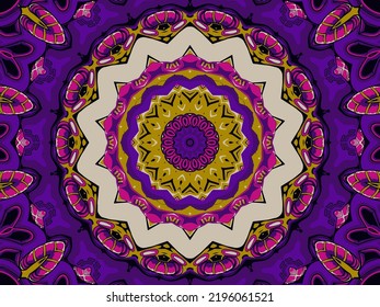 Tribal indian flower ethnic seamless design. Festive colorful mandala pattern ornament