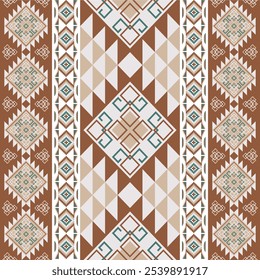   Tribal indian seamless pattern. Color mexican, aztec and maya ornament, ethnic stylish fabric geometric print wallpaper texture vector set. Unique folk, national culture collection Navajo
