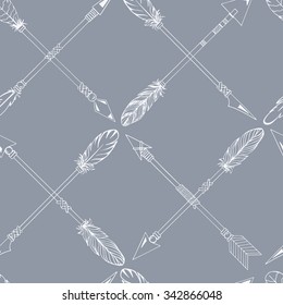 Tribal Indian seamless set of arrows. Ethnic hand drawn vector illustration.