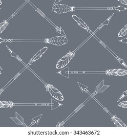 Tribal Indian seamless set of arrows. Ethnic hand drawn vector illustration.