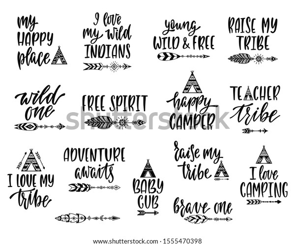 Download Tribal Inspirational Quotes Bundle Hand Drawn Stock Vector Royalty Free 1555470398