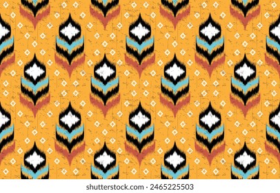 Tribal inspirierte nahtlose geometrische Muster. Ikat-Stil. Design für Hintergrund, Teppich, Bildschirmhintergrund, Bekleidung, Verpackung, Batik, Stoff, Vektorgrafik, Illustration, Stickerei-Stil.