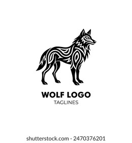Logo de un lobo de inspiración tribal