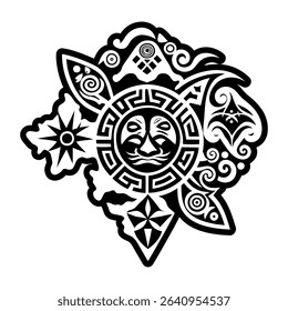 Tribal island map, glyph style icon