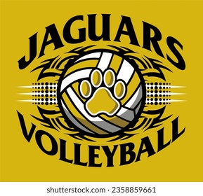 tribal jaguars volleyball team design with paw print for school, college or league sports