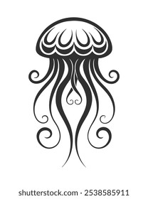 Tribal Jellyfish Tattoo Vector Illustration