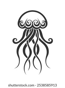 Tribal Jellyfish Tattoo Vector Illustration