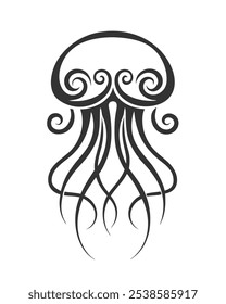 Tribal Jellyfish Tattoo Vector Illustration