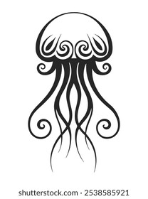 Tribal Jellyfish Tattoo Vector Illustration