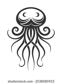 Tribal Jellyfish Tattoo Vector Illustration