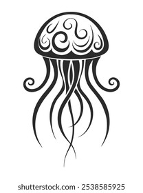 Tribal Jellyfish Tattoo Vector Illustration