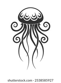 Tribal Jellyfish Tattoo Vector Illustration