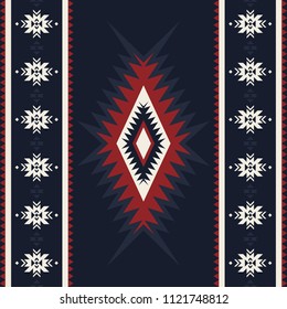 Tribal kilim, abstract geometric ornament, ethnic seamless pattern. Aztec, boho, native fabric.