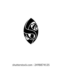 tribal leaf organic with flat style in black color