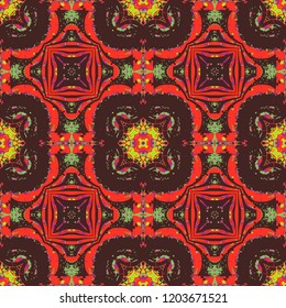 Tribal like biomorphic seamless pattern, abstract colorful background, texture.