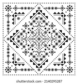 Tribal line vector greeting card or invitation design in square, geometric pattern inspired by Icelandic rune art.
