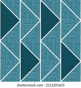 Tribal lines mosaic seamless pattern. Creative stripes vintage ornament. Abstract geometric ethnic tile. Design for fabric, textile print, wrapping paper, cover. Vector illustration