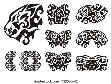 Tribal Lion Head Symbols Lions Butterflies Stock Vector (Royalty Free ...