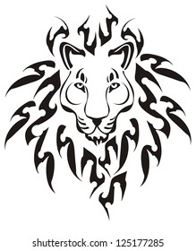 Tribal lion head, vector