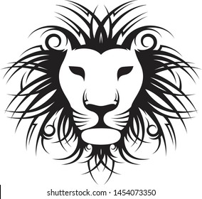 Tribal Lion Head - Vector Illustration