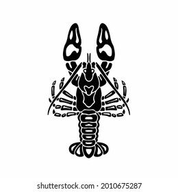 Tribal Lobster Logo. Tattoo Design. Stencil Vector Illustration.