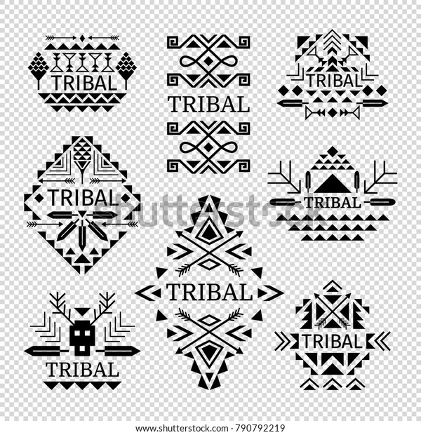 Tribal Logos Set Black Color Vector Stock Vector (Royalty Free) 790792219