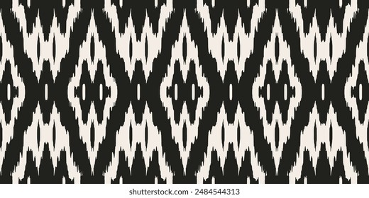 Tribal largo blanco negro malla diamante , Etnia botánica dibujo colorido hermoso textil ornamental ogee infinito ornamento sin fisuras moda patrón sin fin ilustración raya Vector impresión 