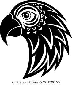  Tribal Ara Papagei Kopf Vektor stilisierte Vogel Symbol