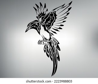 esbozo de tatuaje de urraca tribal. ave pícara de dibujo vectorial. logotipo de magta