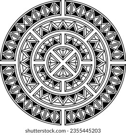 Tribal mandala. Circle polynesian design. Tattoo, design and decor element, coloring book pages. Highly detailed and accurate lines for print or engraving