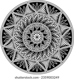 Tribal mandala. Circle polynesian design. Tattoo, design and decor element, coloring book pages. Highly detailed and accurate lines for print or engraving