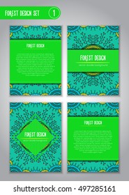 Tribal mandala design set. Doodle illustration about forest. Ornamental business cards. Oriental, vector illustration. nature motifs. Doodle ornaments.