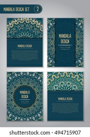 Tribal mandala design set. Vintage decorative elements. Ornamental business cards. Oriental, vector illustration. Islam, Arabic, Indian, Turkish, Pakistan, Chinese, ottoman motifs.