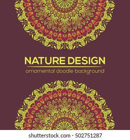 Tribal mandala design set. Vintage decorative elements. Ornamental business cards. Oriental, vector illustration. nature motifs. Doodle ornaments.