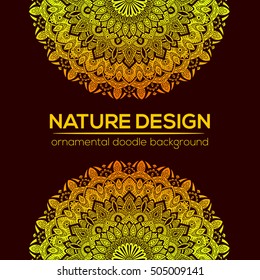 Tribal mandala design set. Vintage decorative elements. Ornamental business cards. Oriental, vector illustration. nature motifs. Doodle ornaments.