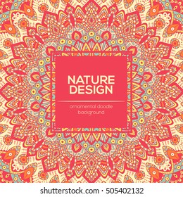 Tribal mandala design set. Vintage decorative elements. Ornamental business cards. Oriental, vector illustration. nature motifs. Doodle ornaments.