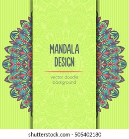 Tribal mandala design set. Vintage decorative elements. Ornamental business cards. Oriental, vector illustration. nature motifs. Doodle ornaments.